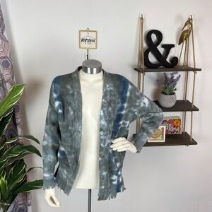 Young Fabulous & Broke Blue Distressed Tie Dye Cardigan